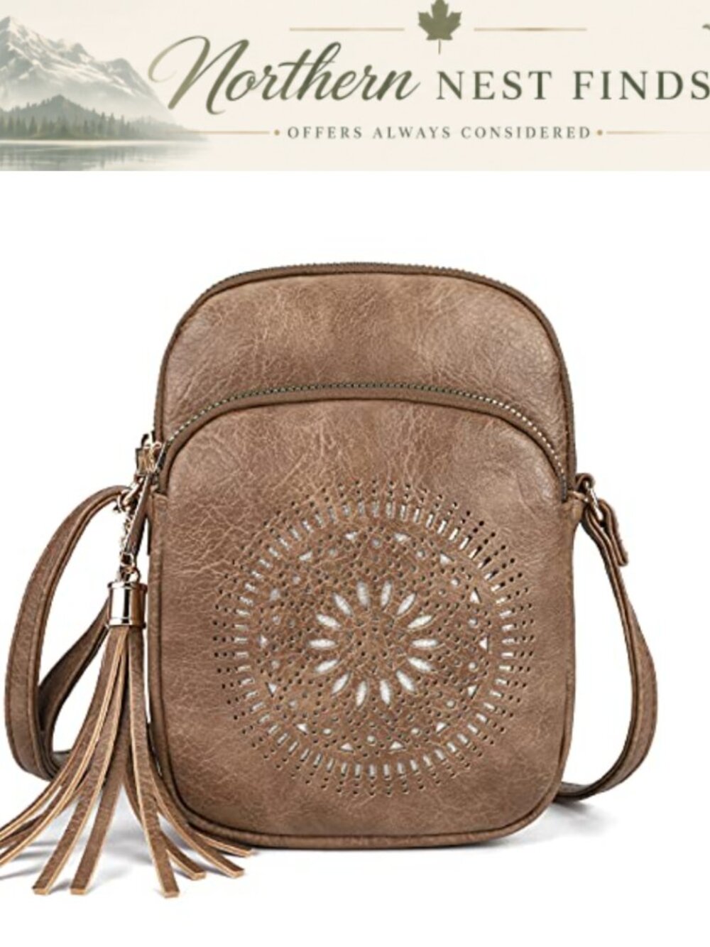 Vegan Leather Crossbody Phone Purse Small Triple Zip